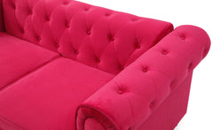 Canapé capitonné 2 places Chesterfield Velours Rouge