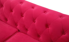 Canapé capitonné 2 places Chesterfield Velours Rouge