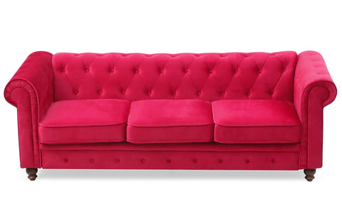 Sofá de 3 plazas de terciopelo rojo