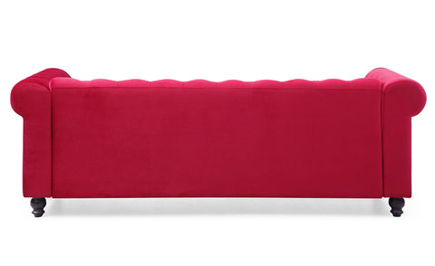 Sofá de 3 plazas de terciopelo rojo