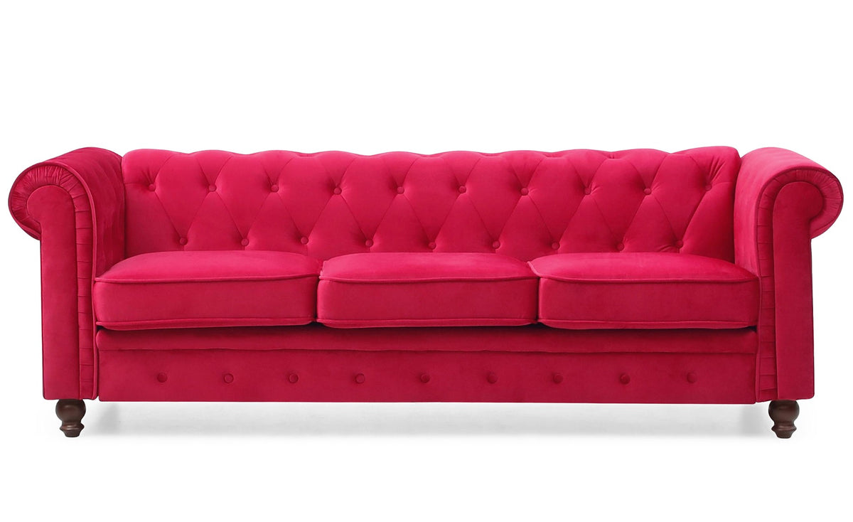 Sofá de 3 plazas de terciopelo rojo