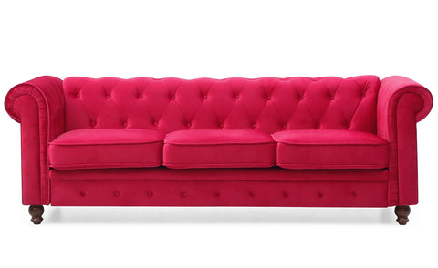 Sofá de 3 plazas de terciopelo rojo