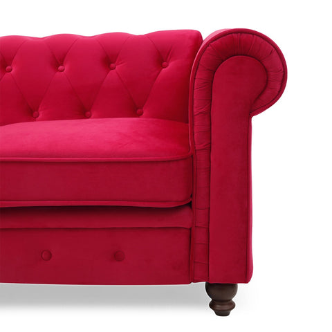 Sofá de 3 plazas de terciopelo rojo