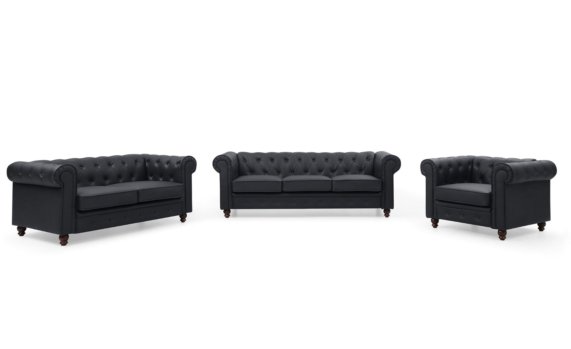 Le canapé Chesterfield capitonné 3 places original noir