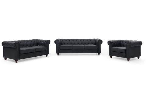 Le canapé Chesterfield capitonné 3 places original noir