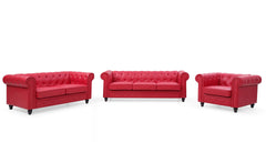 Canapé Chesterfield 3 places rouge