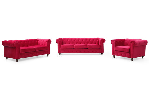 Sofá de 3 plazas de terciopelo rojo