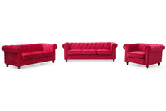 Canapé 3 places en velours rouge