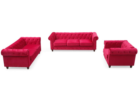 Sofá de 3 plazas de terciopelo rojo