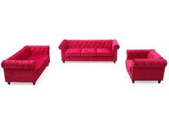 Canapé 3 places en velours rouge