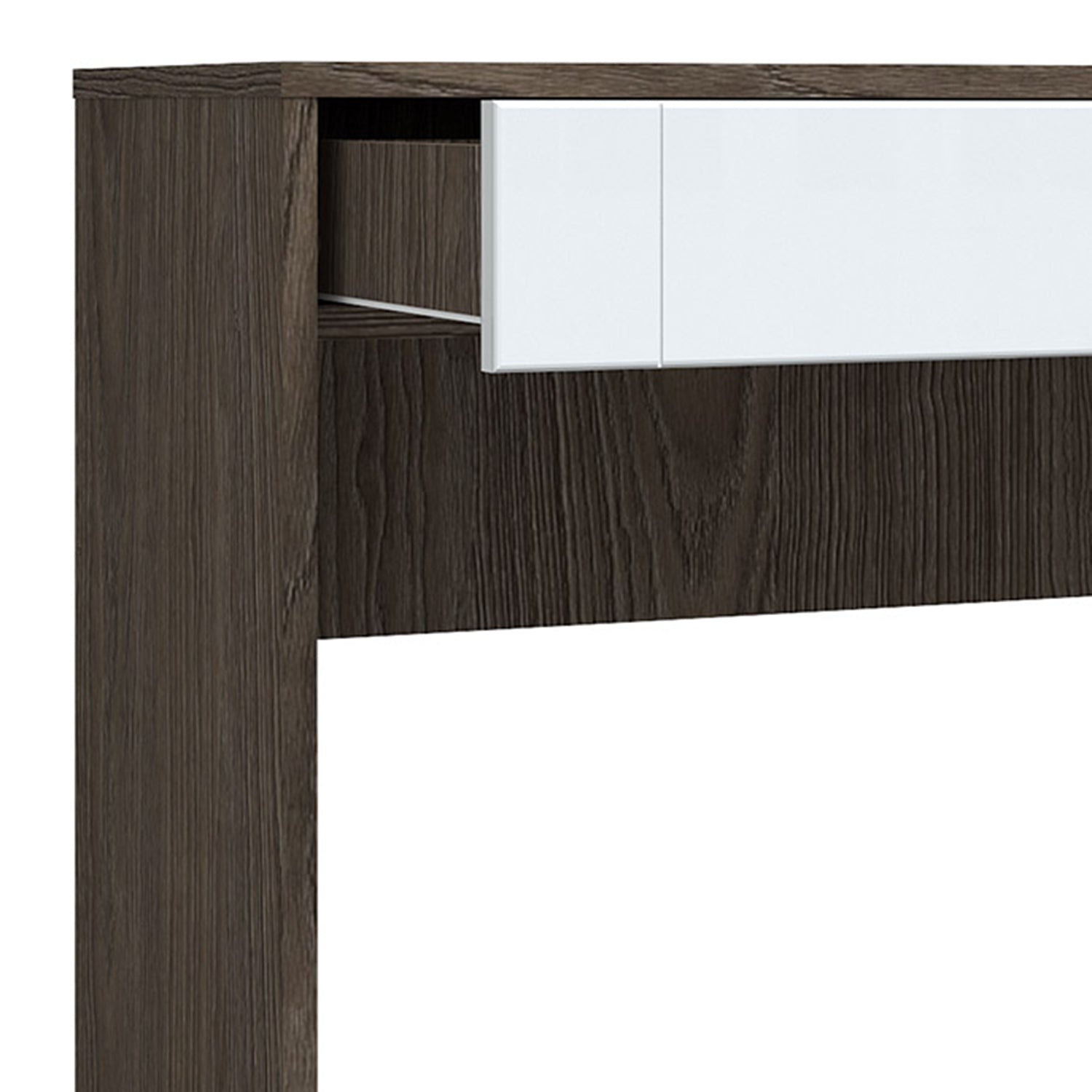 Console 1 tiroir Tenessil Chêne foncé et Blanc