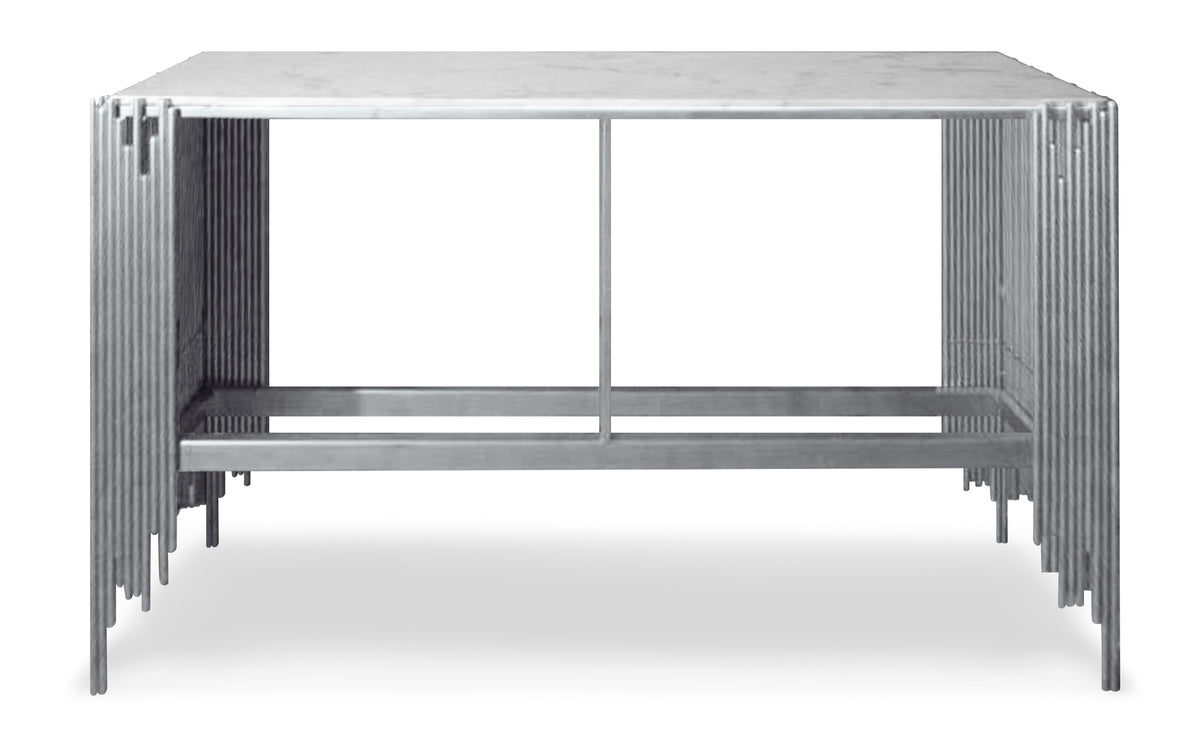 Console design Falbala Marbre Blanc et Métal Argent