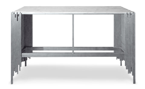 Console design Falbala Marbre Blanc et Métal Argent