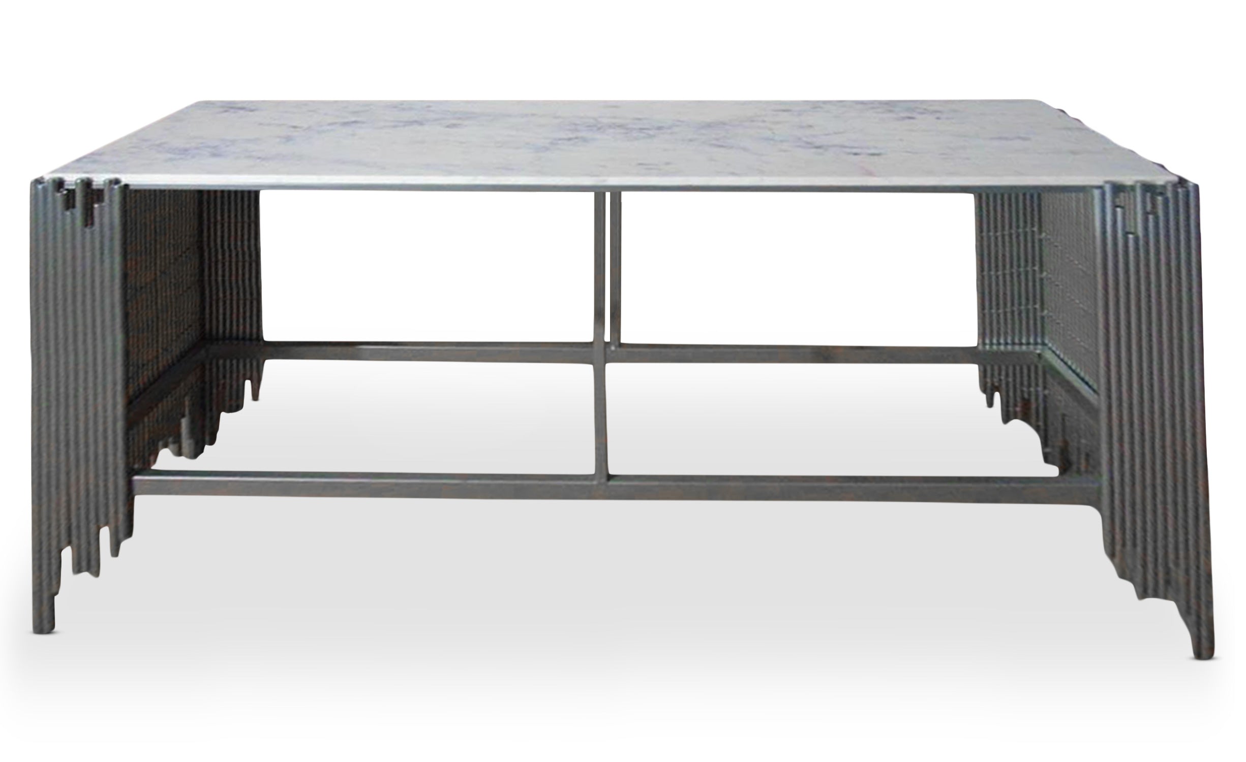 Console design Falbala Marbre Blanc et Métal Argent