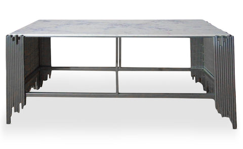 Console design Falbala Marbre Blanc et Métal Argent