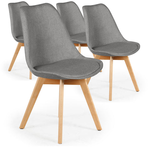 Lot de 4 chaises Conor tissu Gris