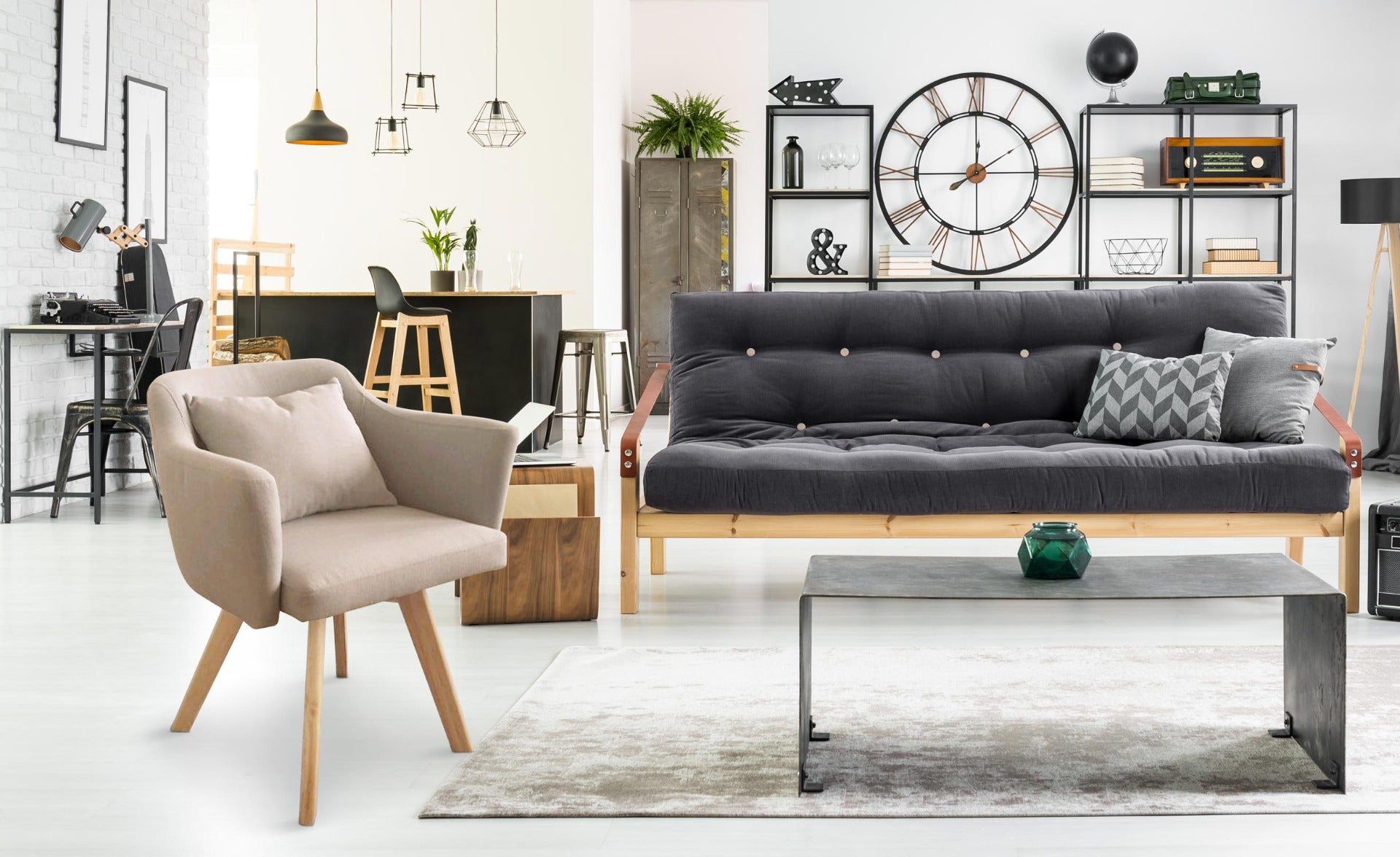 Lot de 2 fauteuils scandinaves Gybson Tissu Beige