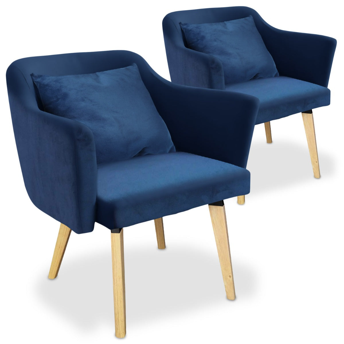 Lot de 2 fauteuils scandinaves Dantes Tissu Bleu