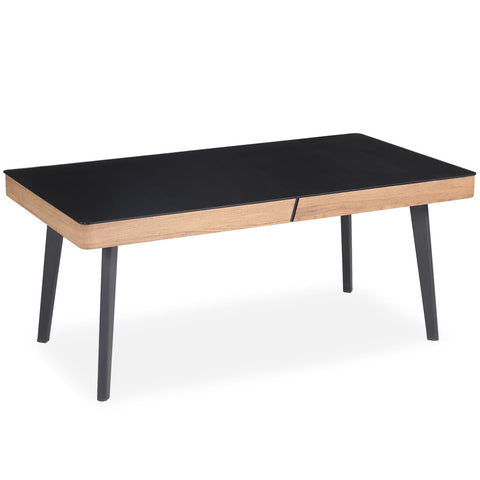 Table basse Darcy en bois avec plateau en verre noir