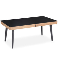 Table basse Darcy en bois avec plateau en verre noir