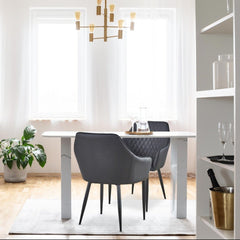 Lot de 2 chaises noires en tissu et simili