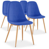 Lot de 4 chaises en tissu bleu style scandinave