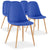 Lot de 4 chaises en tissu bleu style scandinave