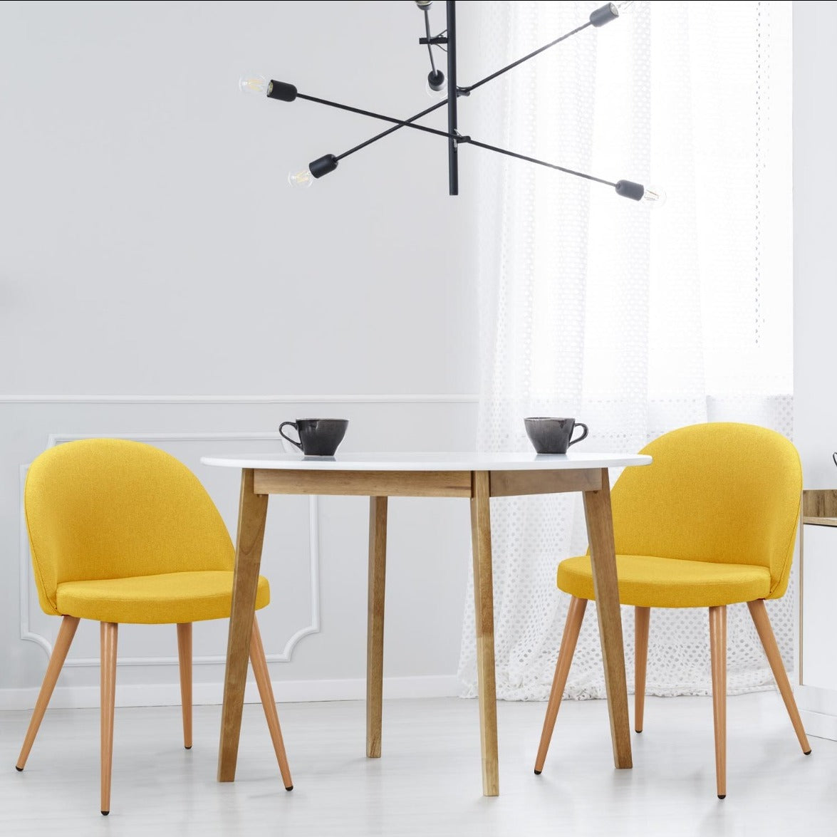 Lot de 4 chaises scandinaves Maury tissu jaune