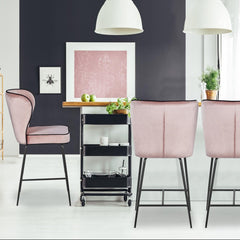 Chaise de bar Elsa Velours Rose