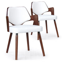 Ensemble de 2 fauteuils en bois noisette et tissu blanc