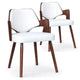 Ensemble de 2 fauteuils en bois noisette et tissu blanc
