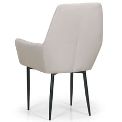 Fauteuil Ernest tissu Beige pieds en métal noir de dos
