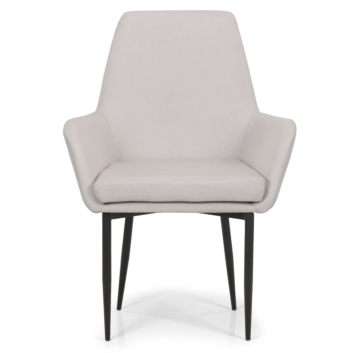 Fauteuil Ernest tissu Beige pieds en métal noir de face