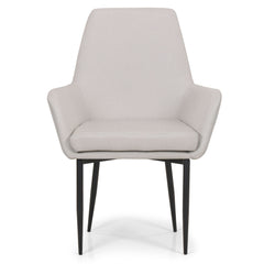 Fauteuil Ernest tissu Beige pieds en métal noir de face