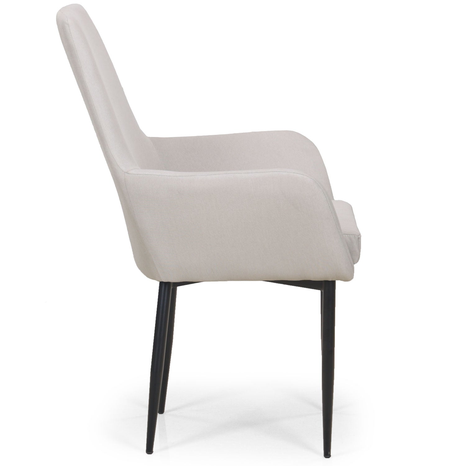 Fauteuil Ernest tissu Beige pieds en métal noir de profil