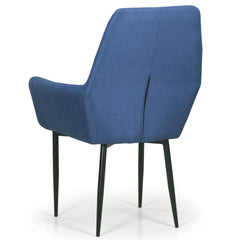 Fauteuil Ernest tissu Bleu foncé pieds en métal noir de dos