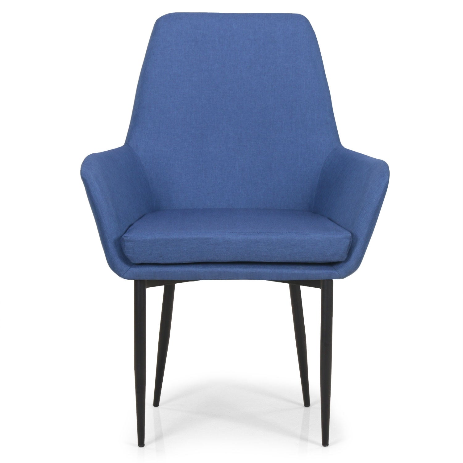 Fauteuil Ernest tissu Bleu foncé pieds en métal noir de face