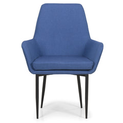 Fauteuil Ernest tissu Bleu foncé pieds en métal noir de face