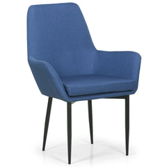 Fauteuil Ernest tissu Bleu foncé pieds en métal noir en biais