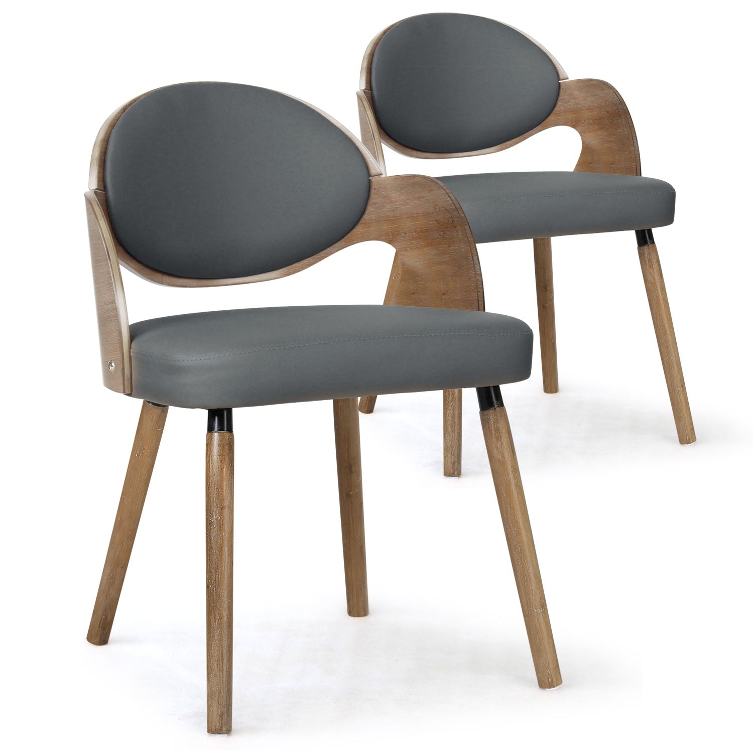 Lot de 2 chaises scandinaves Estel Bois Vintage et simili Gris