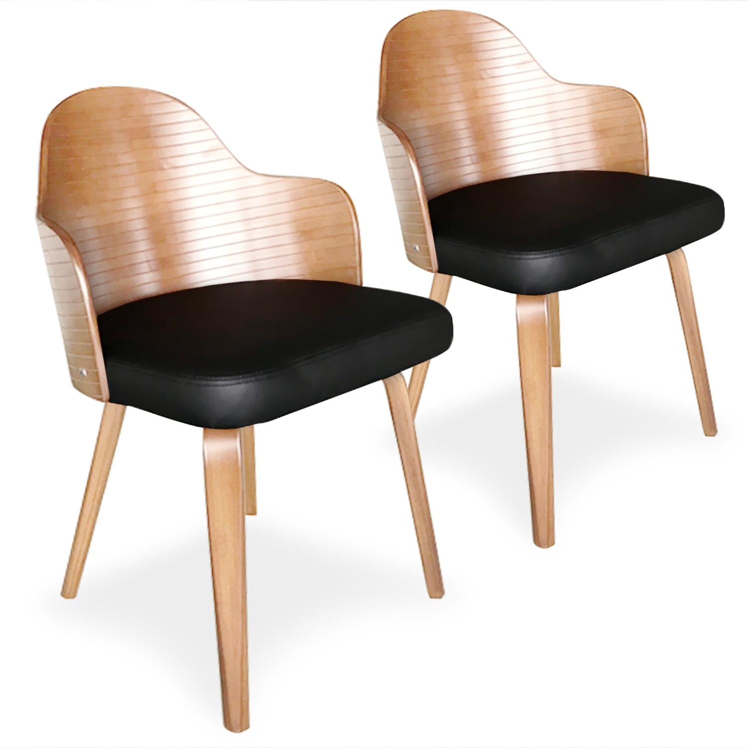 Lot de 2 chaises scandinaves Falbala Naturel et Noir 