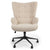 Fauteuil de bureau à haut dossier en tissu bouclette crème