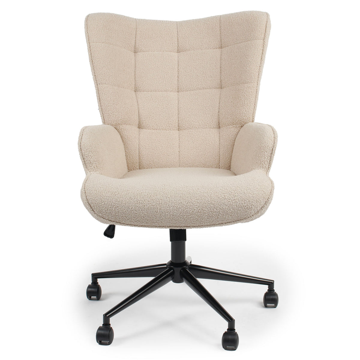Fauteuil de bureau moderne à haut dossier Florelo Tissu bouclette Beige