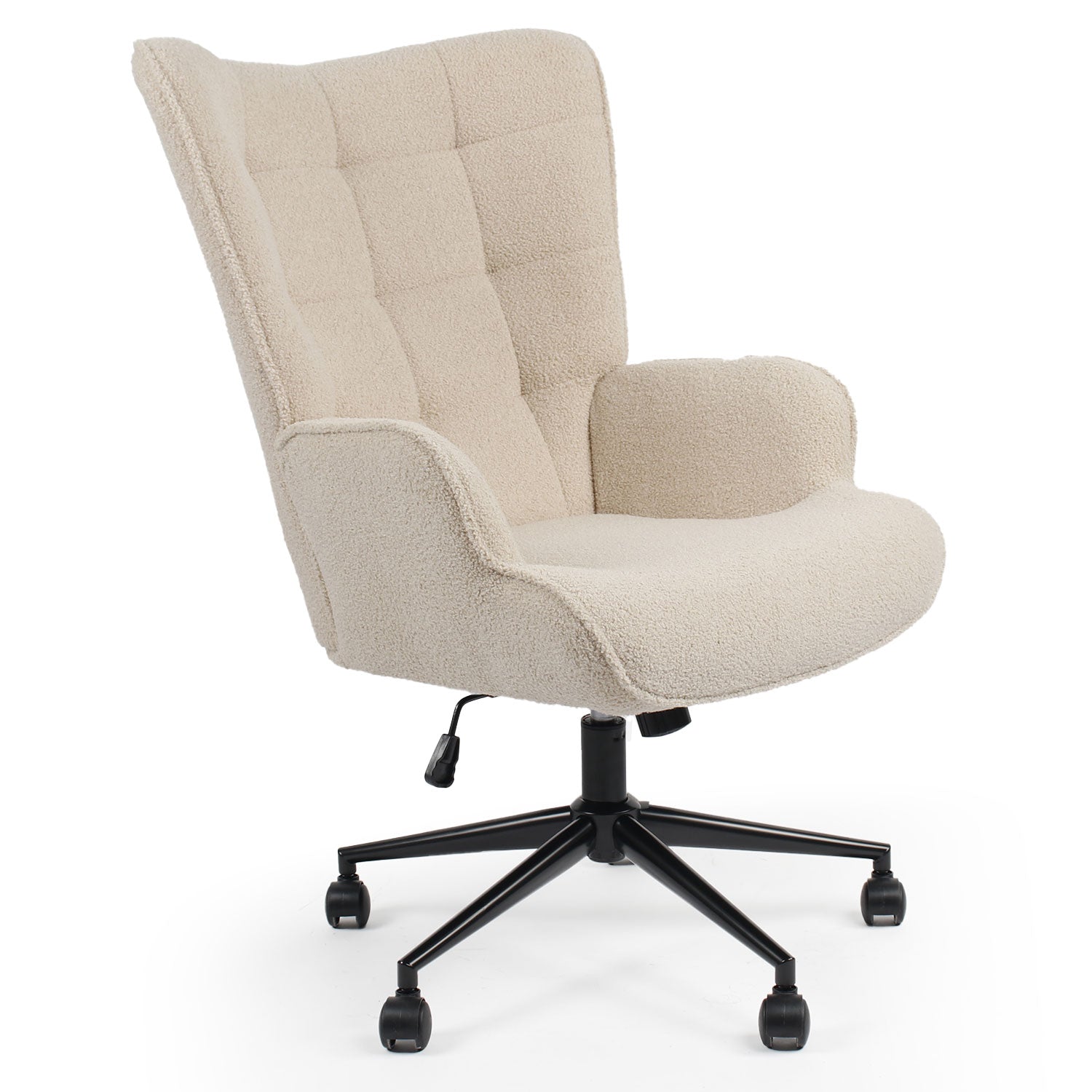 Fauteuil de bureau moderne à haut dossier Florelo Tissu bouclette Beige