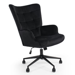 Fauteuil de bureau moderne à haut dossier Florelo Velours Noir