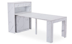 Console extensible avec rangement Fontano Effet marbre blanc