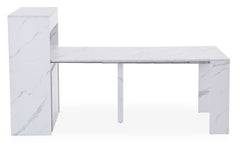 Console extensible avec rangement Fontano Effet marbre blanc