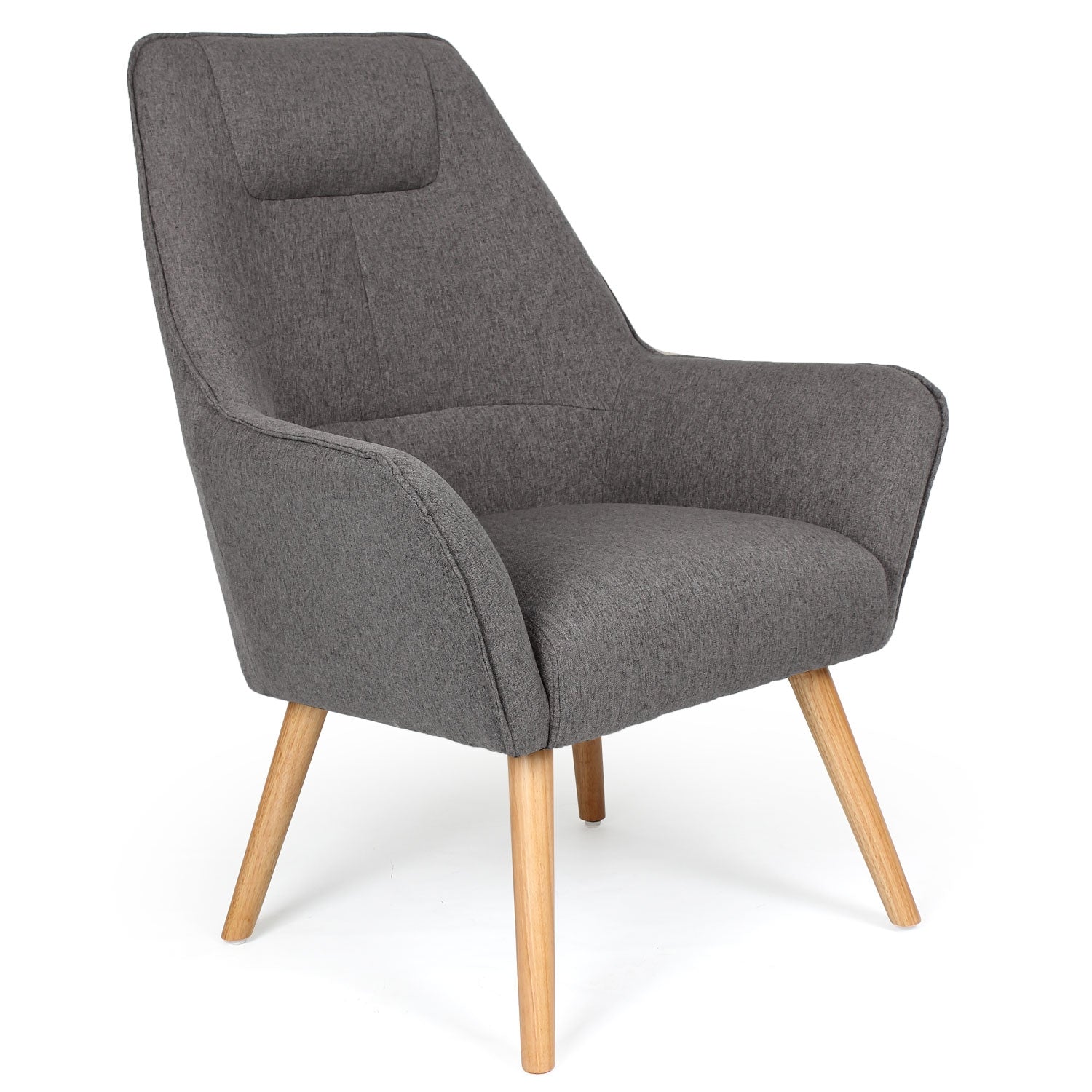 Fauteuil scandinave dossier haut Fox Gris en biais