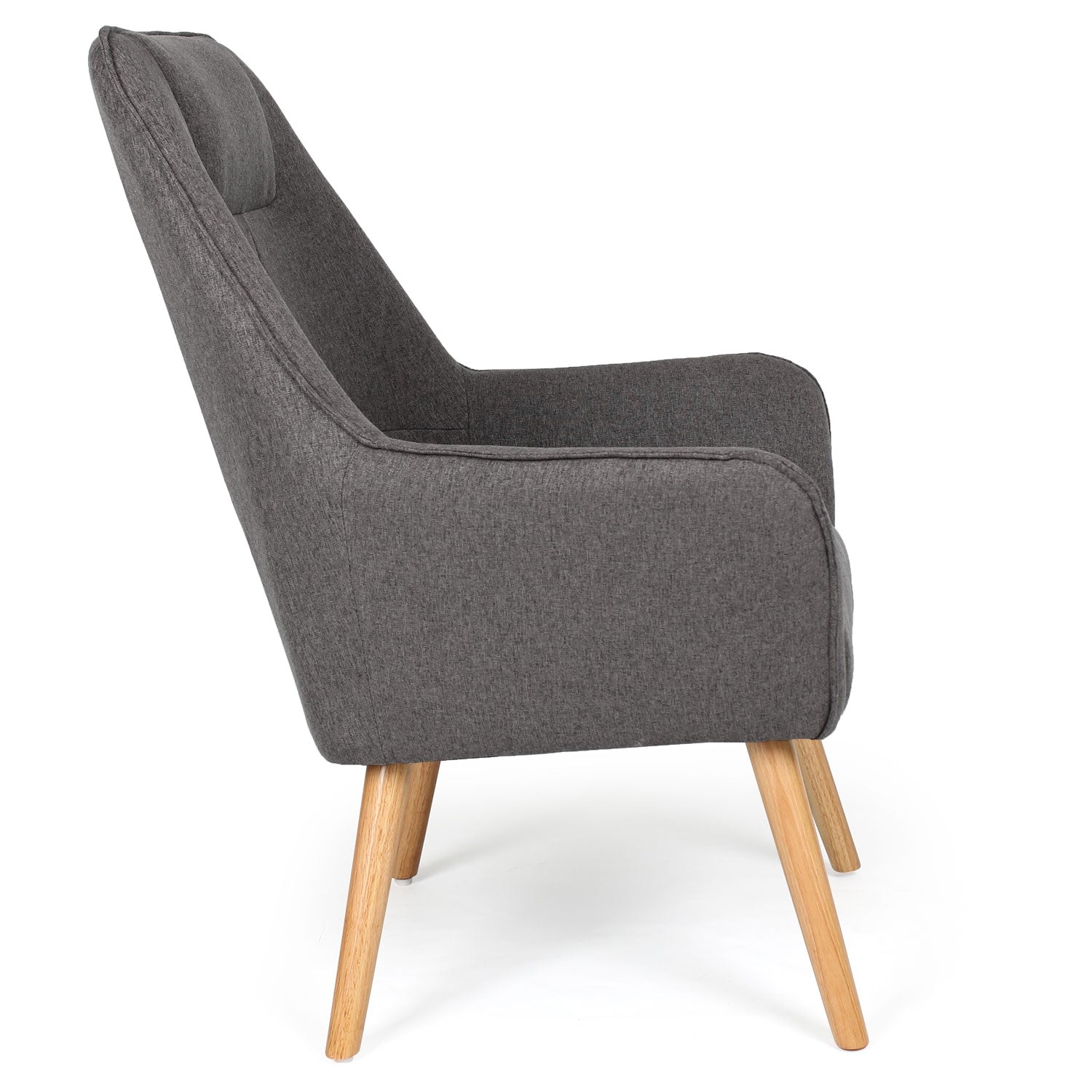 Fauteuil scandinave dossier haut Fox Gris de profil
