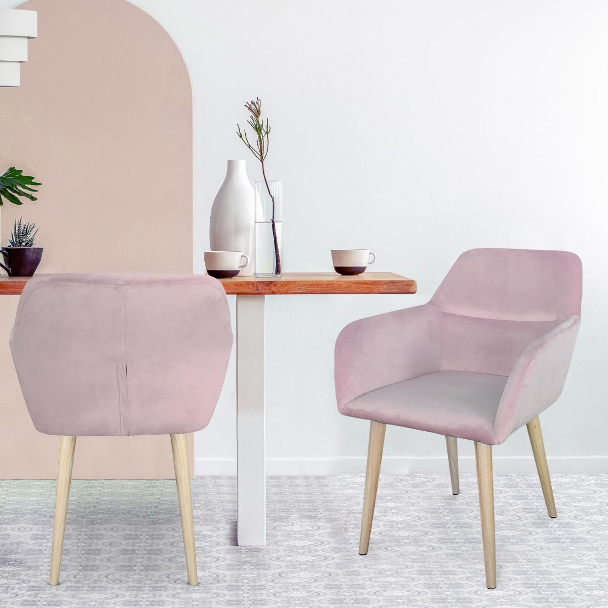 Chaise / Fauteuil scandinave Fraydo Velours Rose